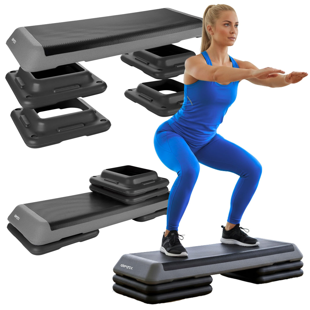Queenfit Aerobic Step - Der ideale Stepper für Zuhause, Treppensteiger Fitnessgerät mit 3-Stufen-Höh