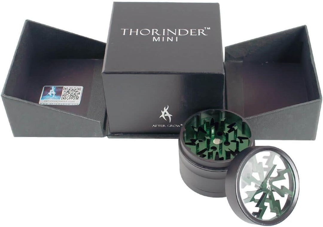thorinder 50 mm Mini Kräutermühle 4 Stück Farbe grün Crusher Premium Qualität Aluminium mit Pollen C