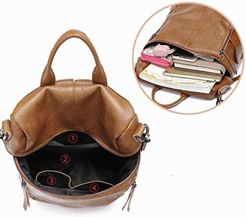 Damen Rucksack PU Leder, Lässig Lederrucksack 2 in 1 Rucksack Schultertasche Diebstahlschutz, Elegan