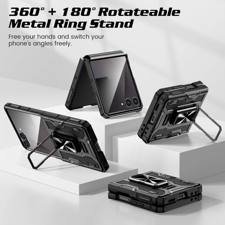 Doeshine für Samsung Galaxy Z Flip 7 Hülle [Not für Flip 7FE] mit Rotate Ständer & Kameraschutz, Gan