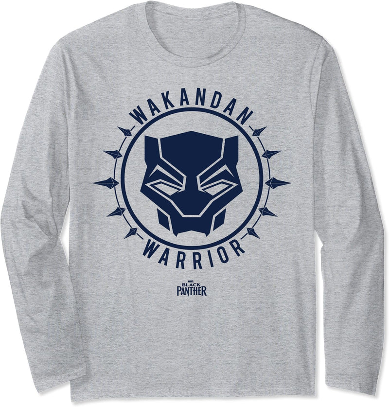 Marvel Black Panther Wakandan Warrior Navy Logo Langarmshirt