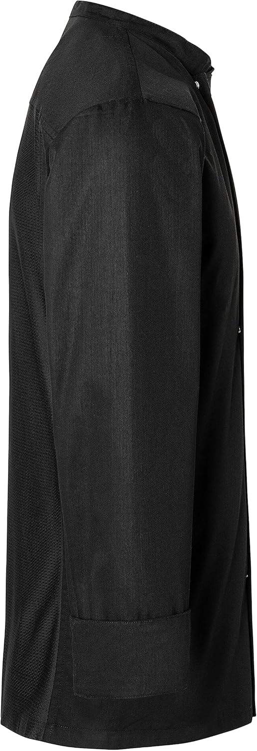 Karlowsky Langarm Überwurf-Kochhemd Basic Damen Herren Unisex 65% Polyester / 35% Baumwolle L Schwar