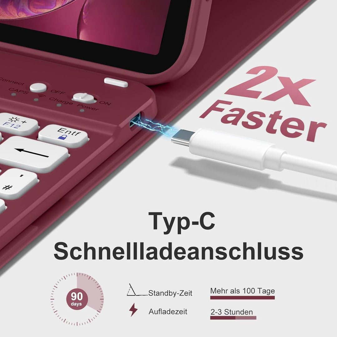 Hülle mit Tastatur für iPad A16 11 Generation 2025/10 Generation 2022(11/10.9 Zoll), Magnetische Ant