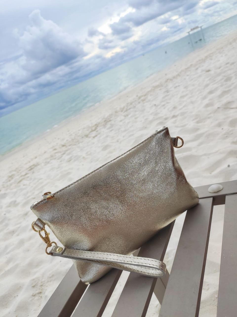 Mauro Pelletteria Damen-Clutch aus echtem Leder – Handtasche & Umhängetasche – 100% Made in Italy –