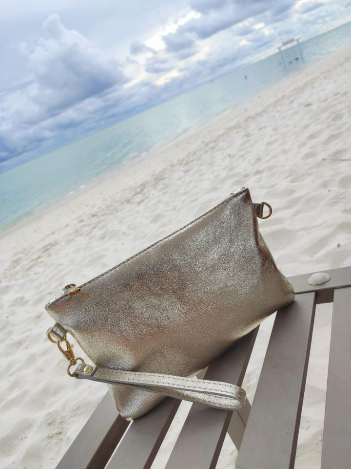 Mauro Pelletteria Damen-Clutch aus echtem Leder – Handtasche & Umhängetasche – 100% Made in Italy –