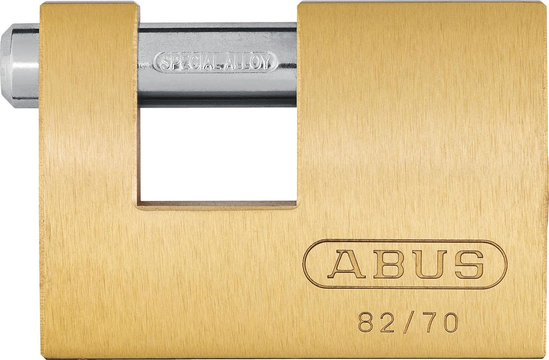 ABUS Messing-Vorhängeschloss 82/70 - Monoblock-Hangschloss für Rollgitter, Automaten, Container u. v