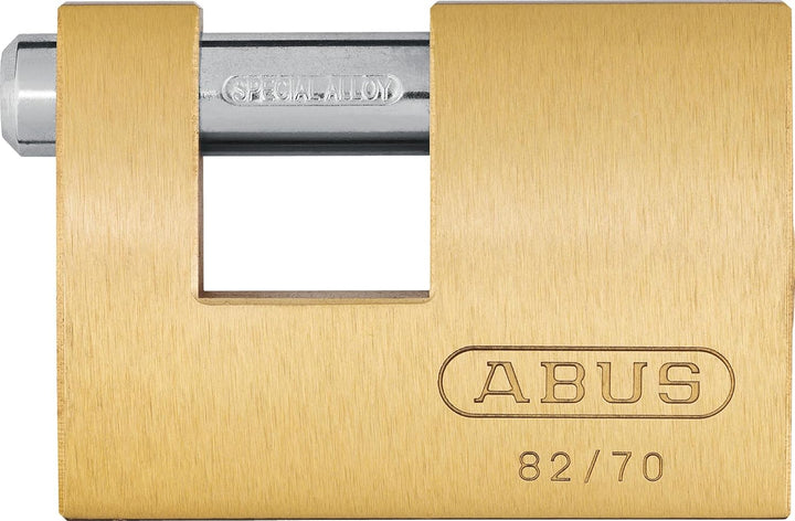 ABUS Messing-Vorhängeschloss 82/70 - Monoblock-Hangschloss für Rollgitter, Automaten, Container u. v