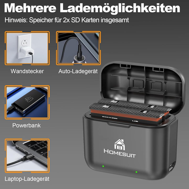 Homesuit Insta360 X3 Ersatz Akku 1800mAh und USB Ladegerät kompatibel mit Insta360 ONE X3 Kamera (2-