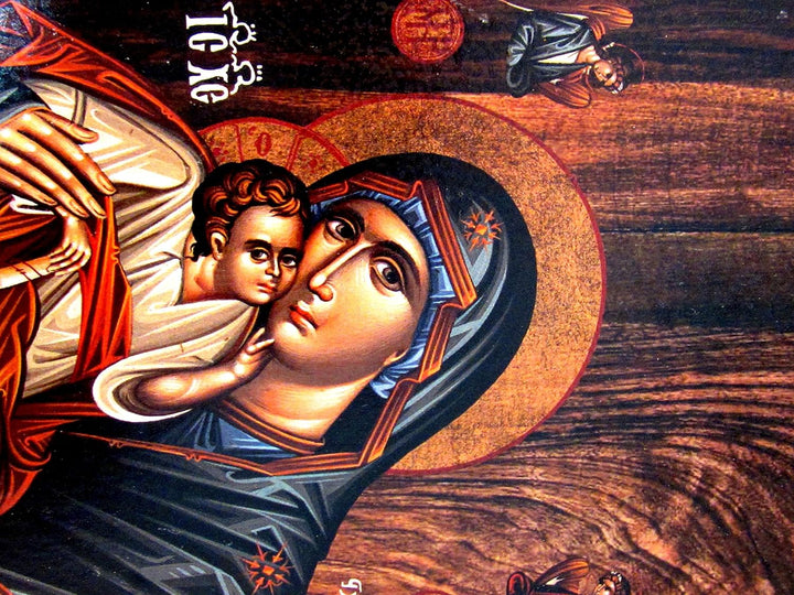 H2 Handgefertigte christliche, griechisch-orthodoxe Ikone mit der Hl. Jungfrau Maria und Jesus Chris