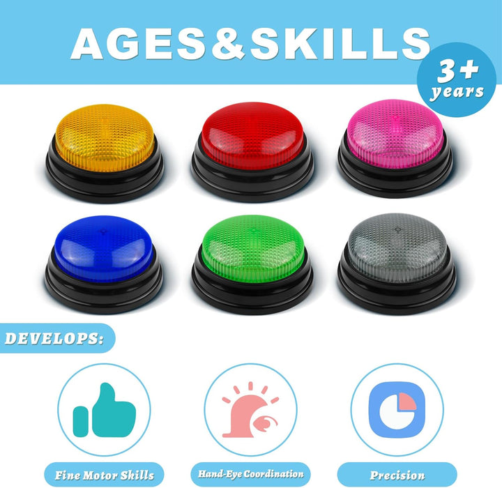 BEAN LIEVE Buzzers for Trivia Games - Set of 6 Game Buzzers, Compact Portable Buzzers for Classroom
