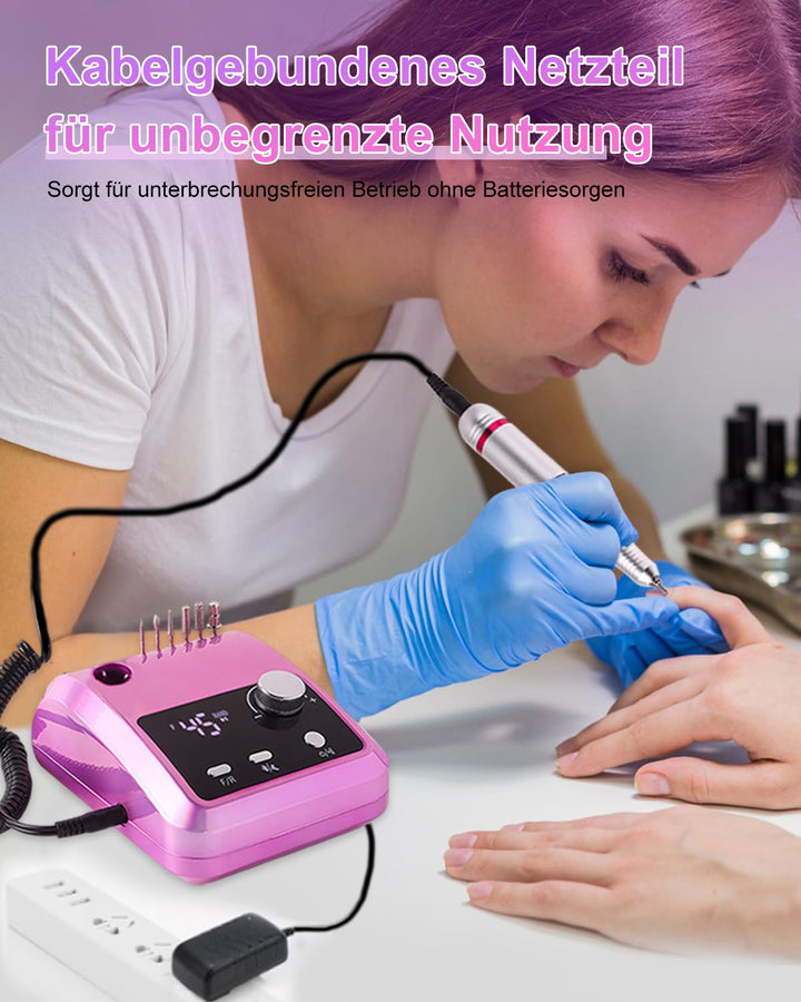 CozyZen Elektrische Nagelfräser Professional: 45000 U/min Nagelpflege-Kit mit LCD-Display, Hand- & F