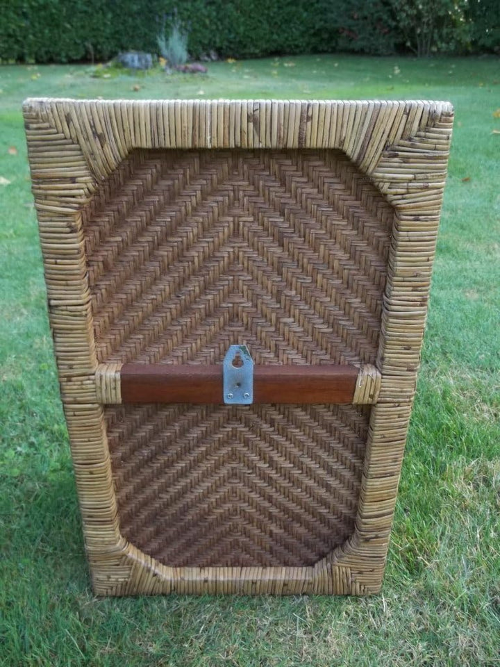 S Wandregal, Hängeregal aus Rattan-Peelgeflecht und Holz mit Aufhängung