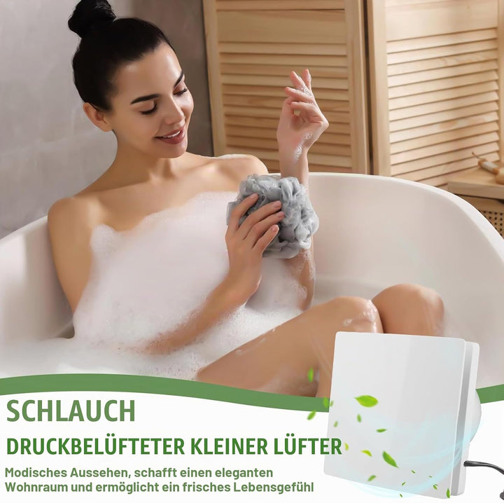 BAIFULAI Badlüfter Ø100mm, Abluftventilator mit Rückstauklappe, Rohrventilator, Badezimmerlüfter Bad