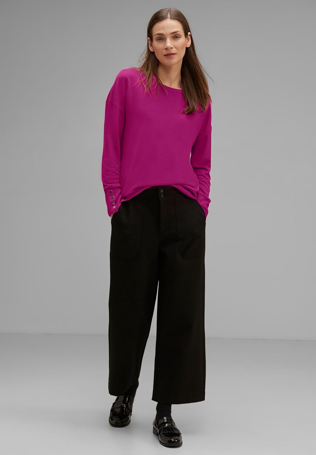 Street One Damen Langarmshirt 36 Bright Cozy Pink, 36 Bright Cozy Pink