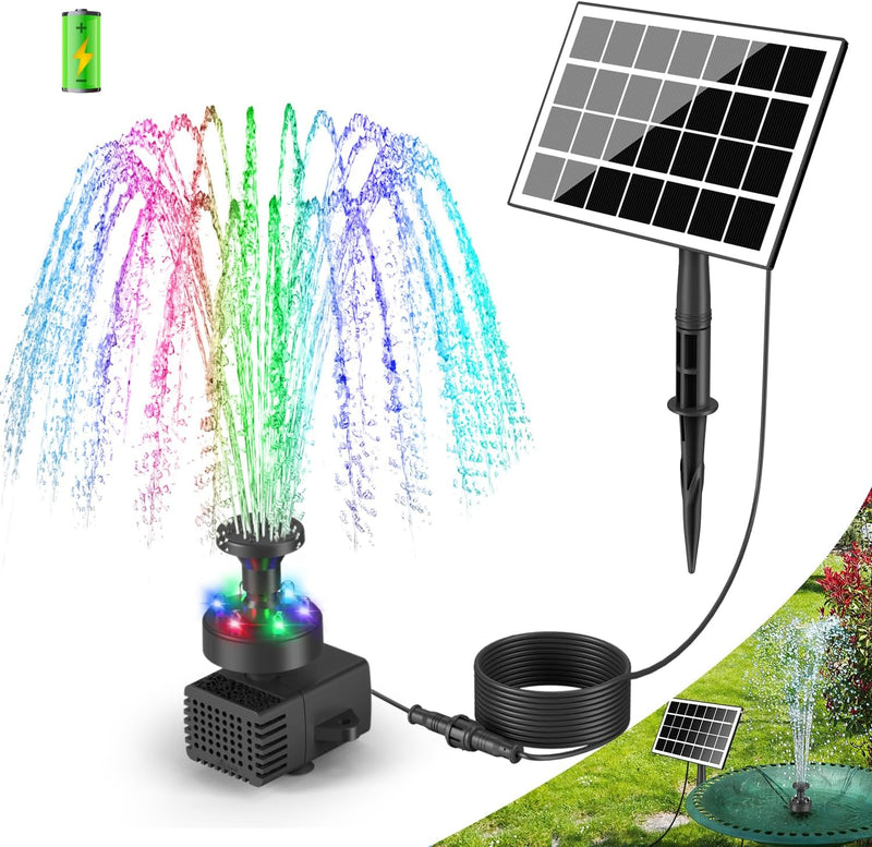 SZMP Solar Springbrunnen für aussen 2023 Upgraded,3.5W Solar Teichpumpe mit 8 DIY Effekte,16.4ft Net