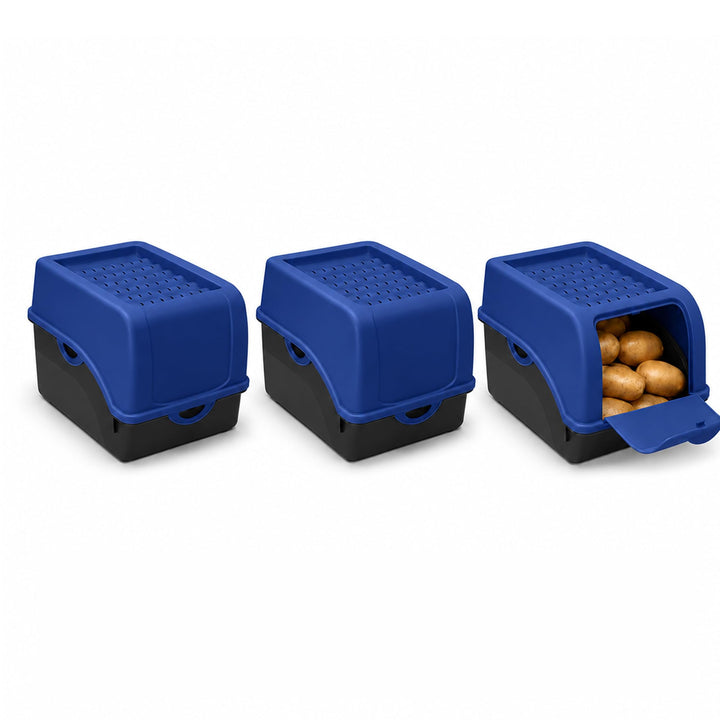 ARTECSIS® 3 x Kartoffel Aufbewahrungsbox mit Deckel für 4 kg Kartoffeln (königsblau) - Vorratsbehält