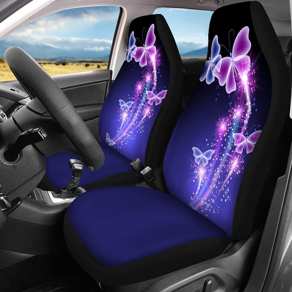 chaqlin Universal 2er Pack Butterfly Car Vordersitzbezüge +2 Stück Rücksitzschutz Split Bankbezug mi