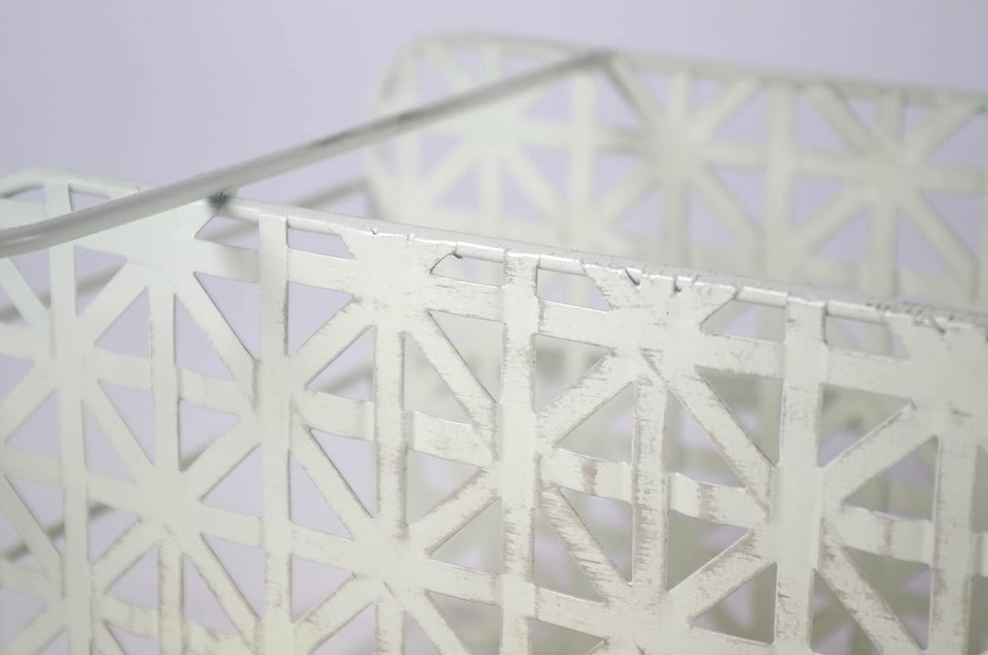 Kobolo Wandregal Hängeregal Küchenregal - 6 Haken - Metall - Weiss Creme - 50x16x34 cm