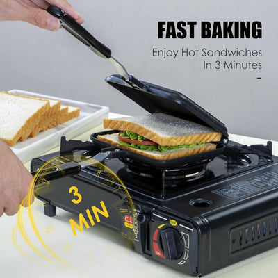 Doppelseitiger Sandwichtoaster,Sandwiches Aluminium Maker,Antihaftbeschichtung Outdoor Camping Sandw