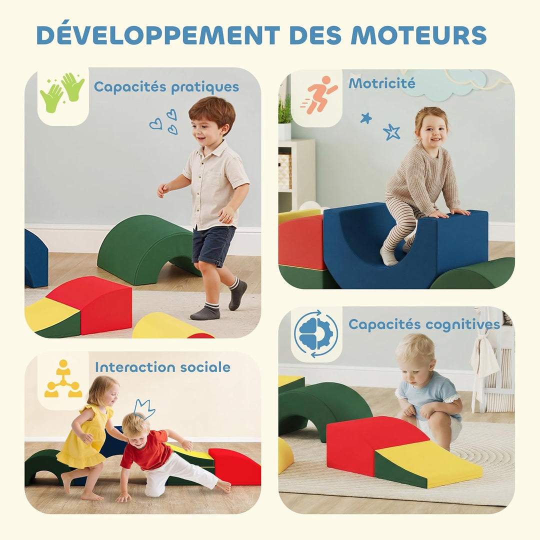 AIYAPLAY Baby-Krabbelkurs 5 Teile, Eva-Schaumstoff-Module, Mehrfarbig | PU-Bezug, Schaumstoff-Bauste
