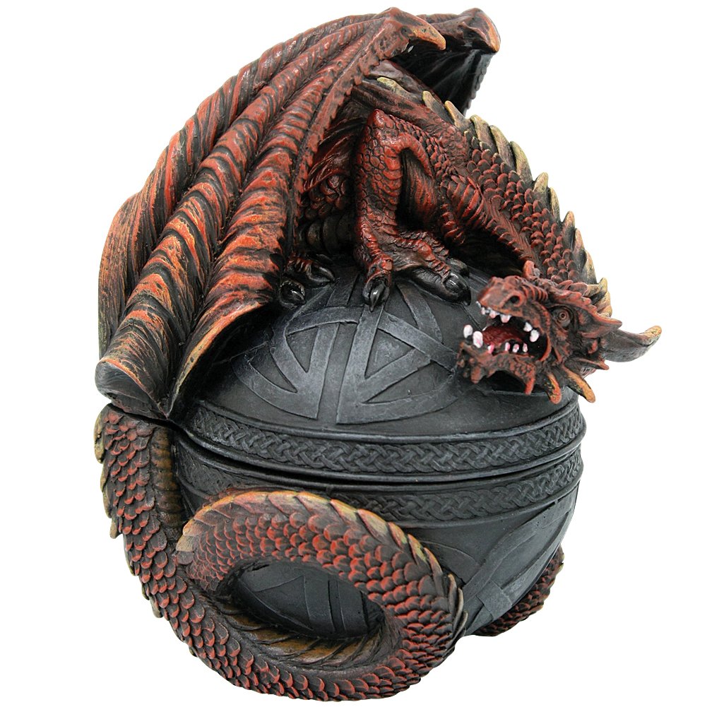RED Dragon Celtic Box Trinket Box