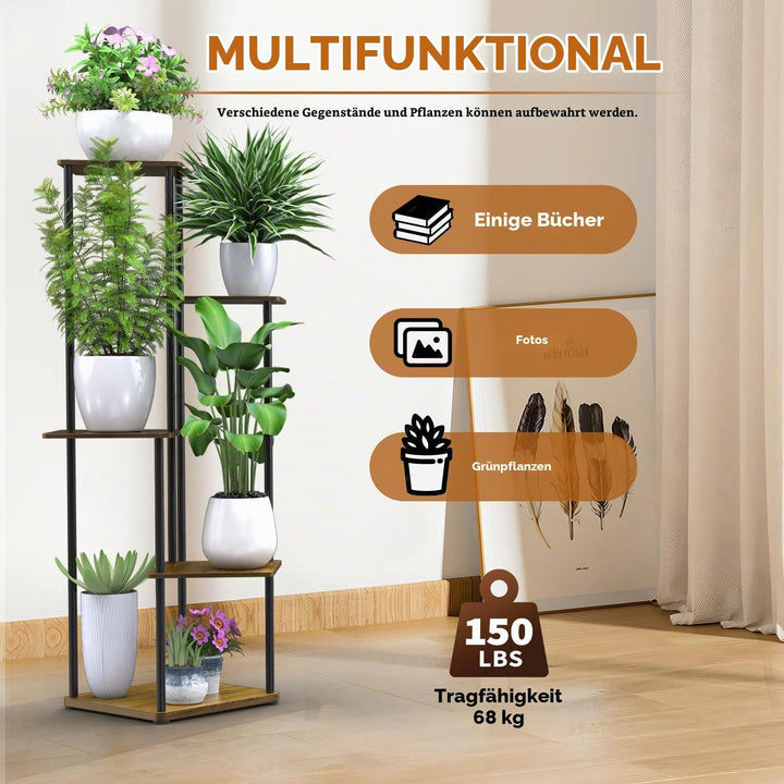 STLOVe Pflanzenständer 5 Etagen Blumenständer Innen Aussen Blumentopfständer Pflanzenregal Modernes