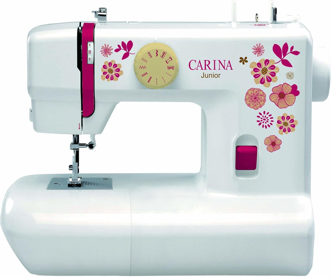 Carina Junior - Mechanische Nähmaschine für Näh-Einsteiger & Anfänger mit Griff, 6 Stichprogrammen,