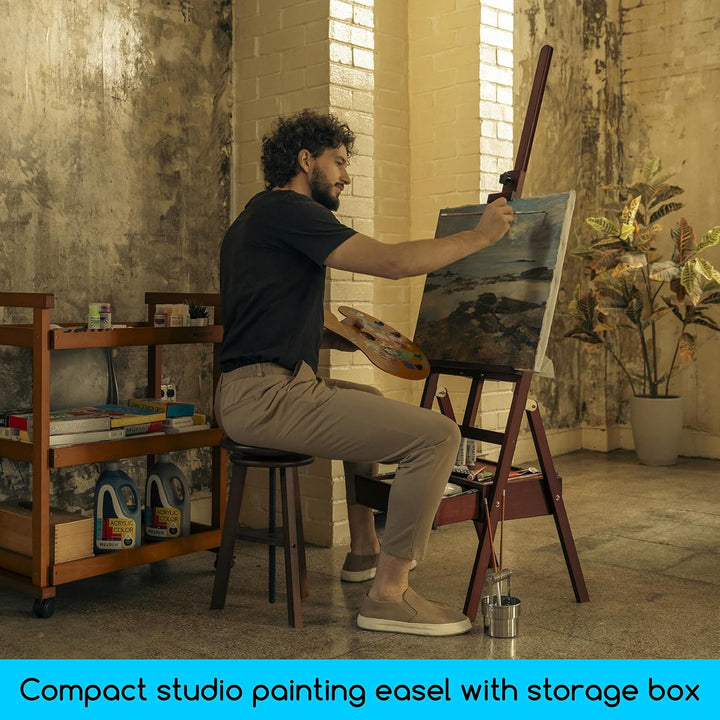 MEEDEN Staffelei Holz Gross mit Aufbewahrungsschublade, Verstellbarer Leinwand Ständer aus deutsche