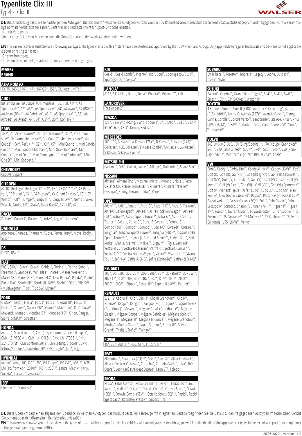 WALSER Auto-Sitzbezug 2 Vordersitzbezüge Allessandro mit Reissverschluss, ZIPP-IT Premium Auto-Schon