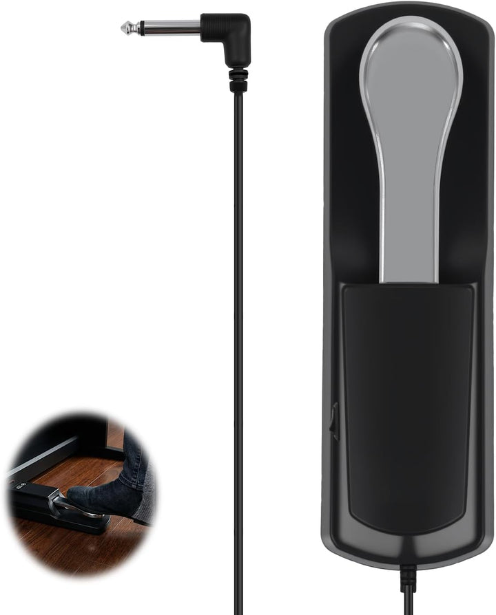 Sustain Pedal für Keyboard und Digitalpiano mit Polaritätsschalter, Universal Piano Pedal mit 6,35 m