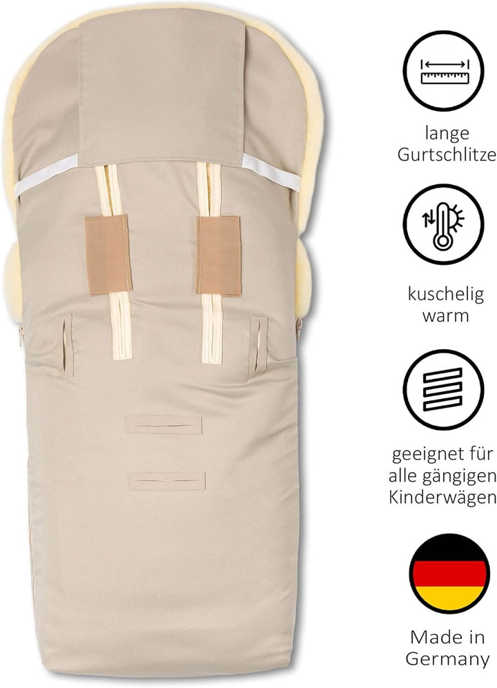 Hofbrucker Lammfell-Fusssack Putzi Kinderwagen, Buggy/Winterfusssack wind- & wasserabweisend/Warmer