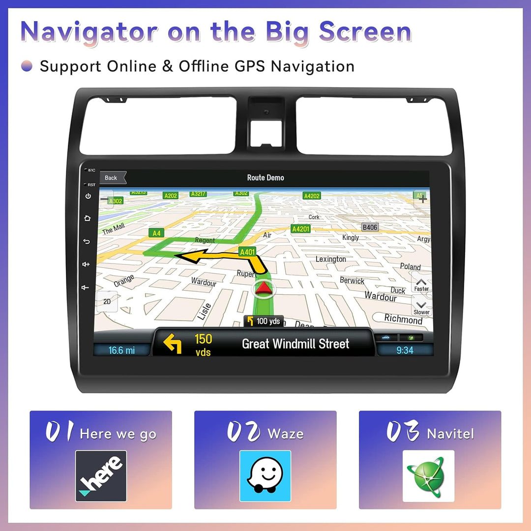 CAMECHO Android 13 Autoradio für Suzuki Swift(2003-2010), Wireless Carplay Wireless Android Auto, 10