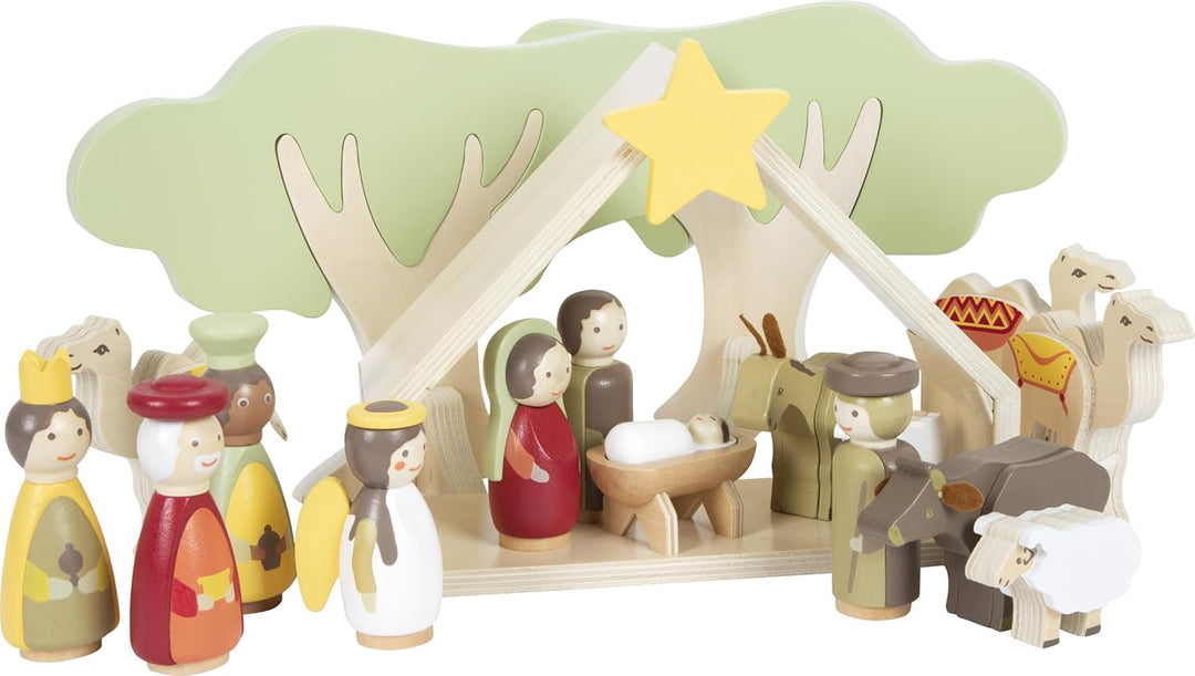 Small Foot Spielset Weihnachtskrippe aus Holz, kindgerechte Weihnachtsdekoration, 12356