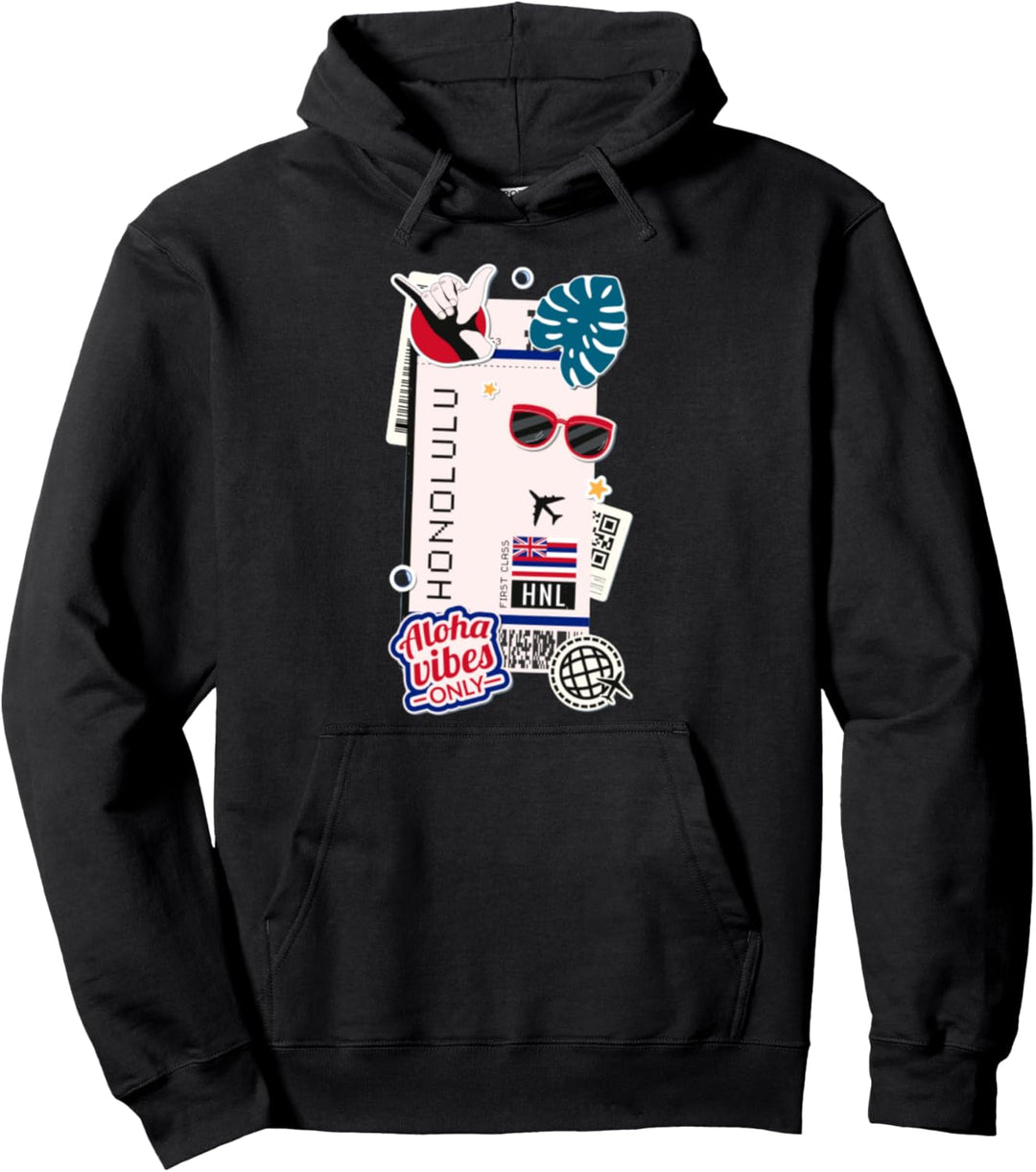 Bordkarte Honolulu Hawaii Flugticket Zielort Pullover Hoodie