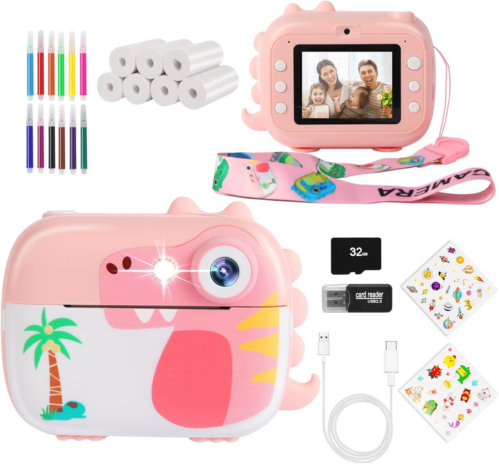 ARNSSIEN Kinder Kamera Instant Print, 1080P Kamera für Kinder mit 7 Druckpapierrollen, Weihnachten G