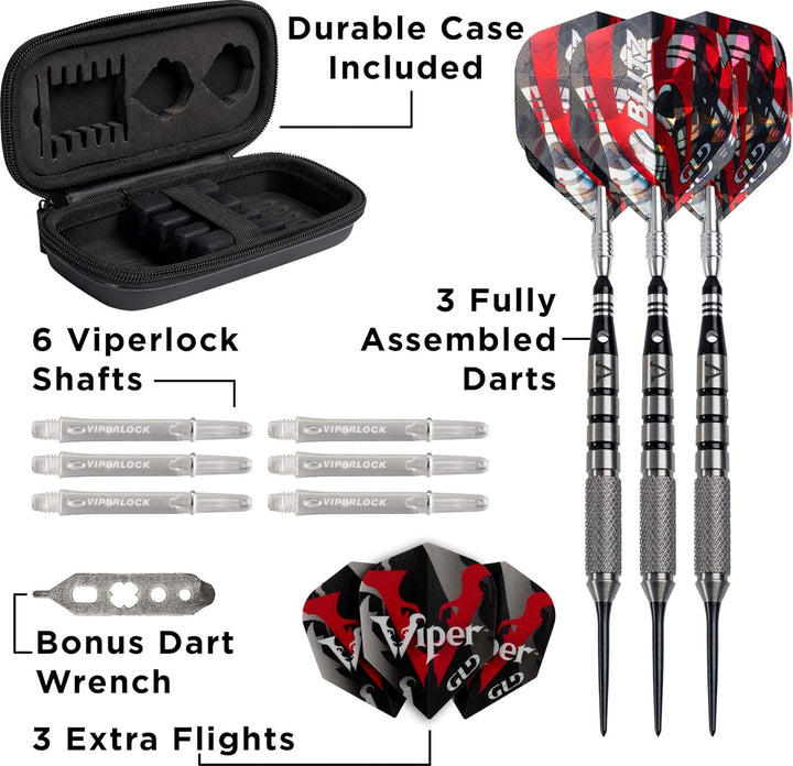 Viper Blitz Dartpfeile aus 95% Wolfram mit Stahlspitze, mit Aufbewahrungs-/Reiseetui 24 Gramm, 24 Gr