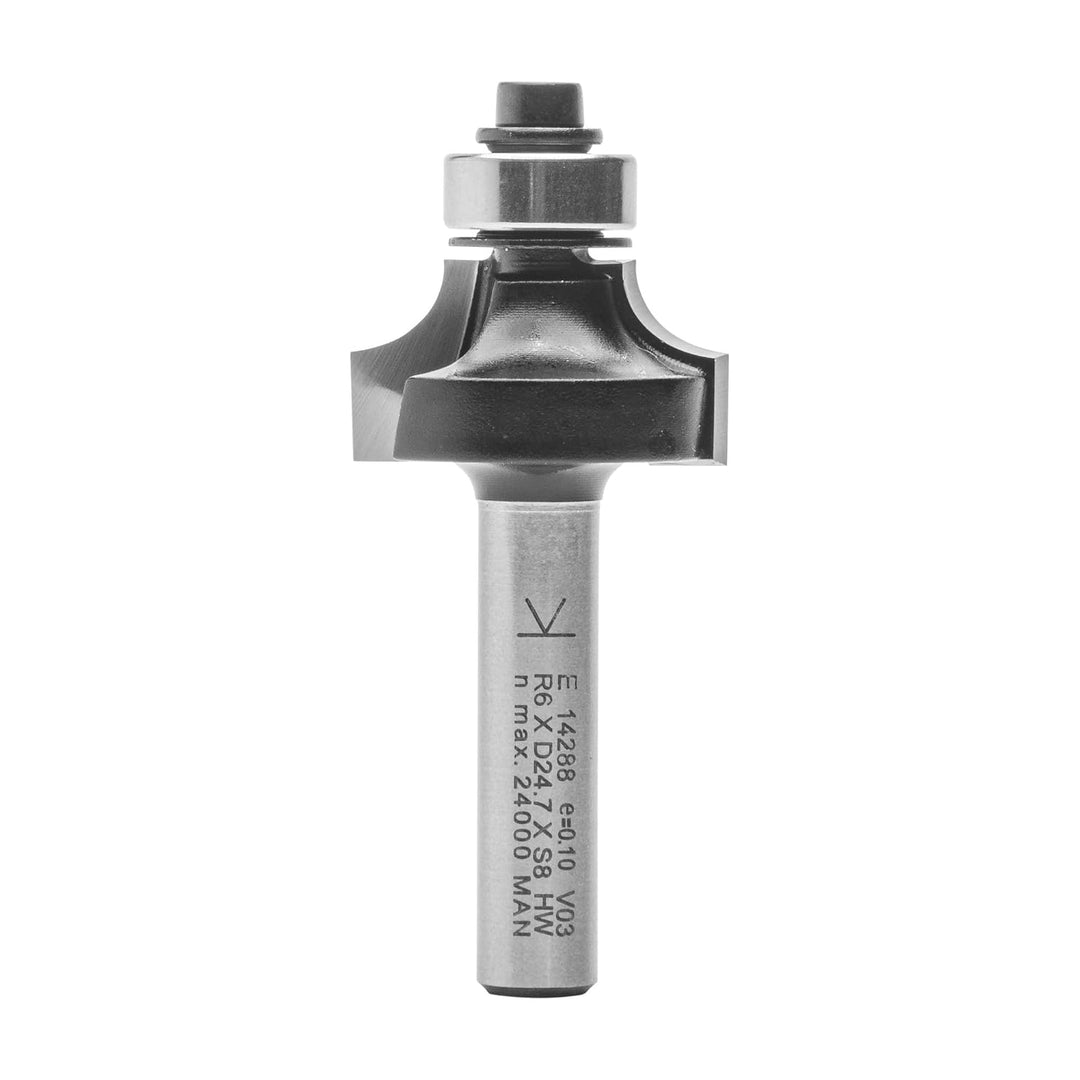 ENT 14288 Abrundfräser HW, Schaft (S) 8 mm, Durchmesser (D) 24,7 mm, NL 12,7 mm, R 6 mm, SL 32 mm, m