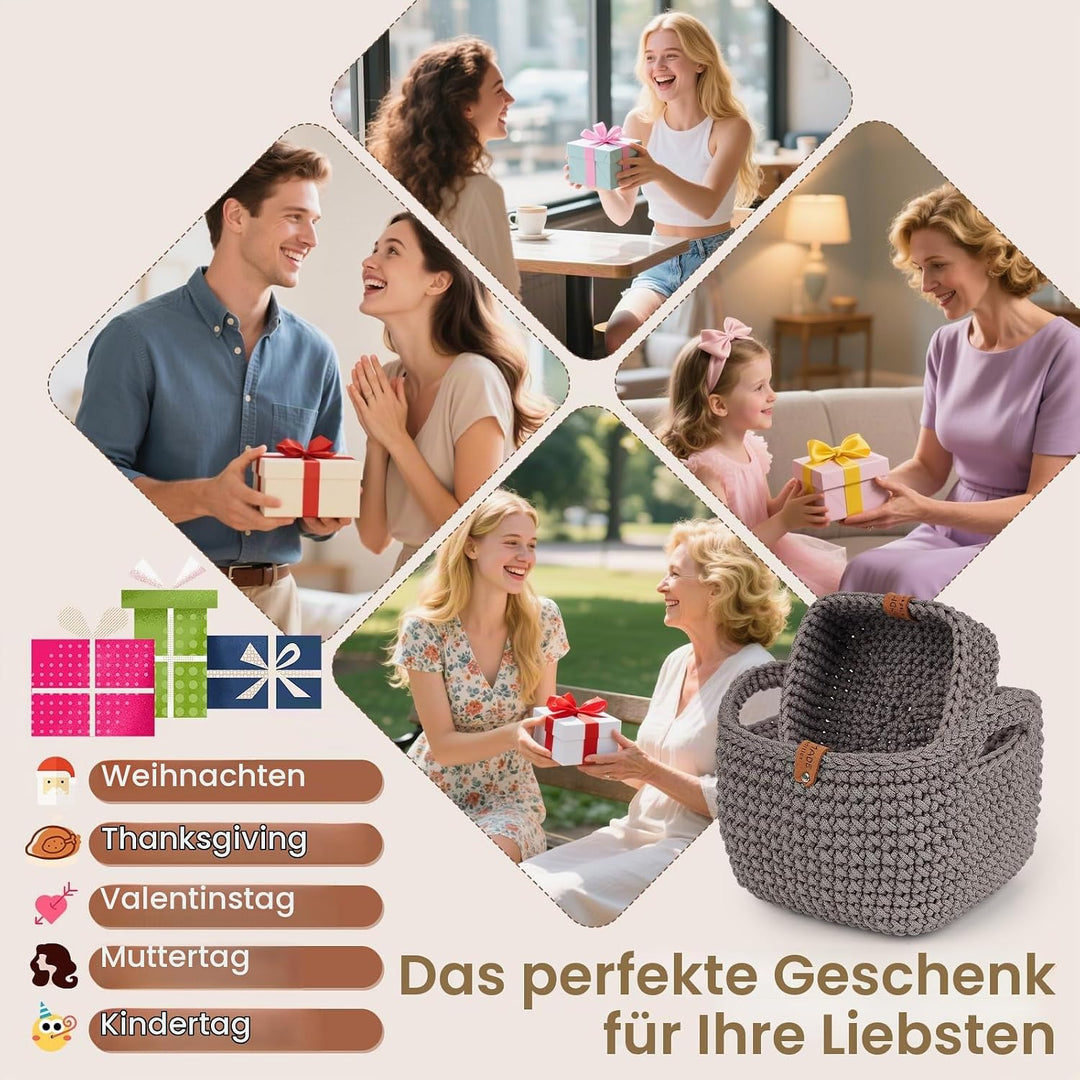 Aeelike 2Pcs Square Häkelkorb Häkelset für Anfänger, Starter Häkelset mit Häkelnadeln 4,5mm 4,0mm, 4