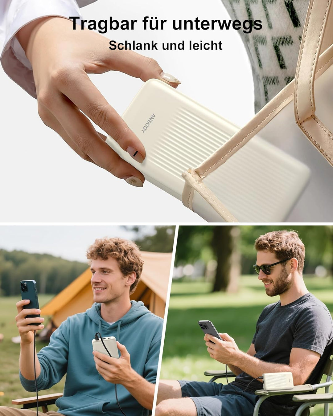 22.5W Power Bank 10000mAh 2 Stück, Akkupack Klein Aber Stark, LED Display kompatibel Externe handyak