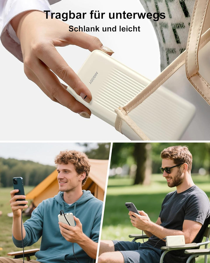 22.5W Power Bank 10000mAh 2 Stück, Akkupack Klein Aber Stark, LED Display kompatibel Externe handyak