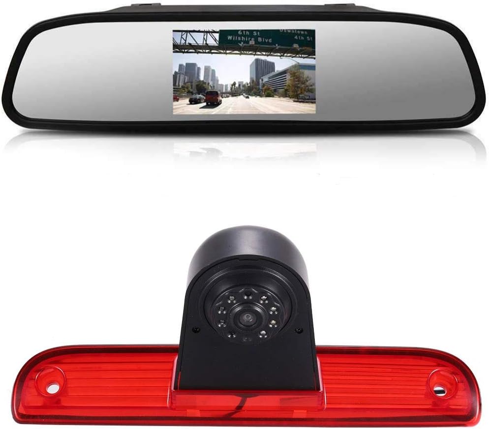 【4.3'' Rückspiegel Monitor + Rückfahrkamera Transporter】im 3. Bremsleuchte HD Rückfahrkamera für FIA