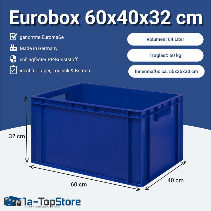 1a-TopStore Eurobehälter | Stapelkiste | Lagerbehälter | Kunststoff- und Transportbox | über 23 Grös