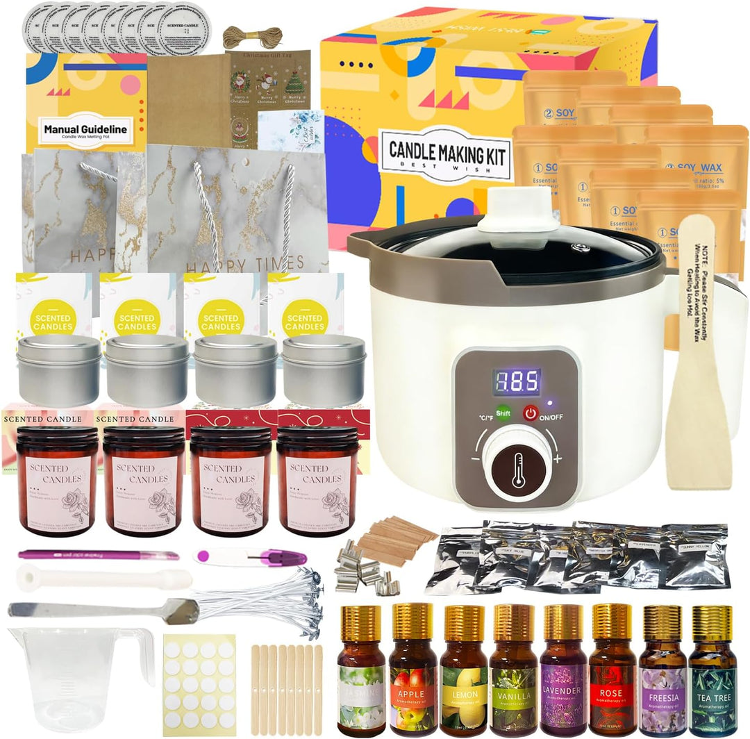LINGQIAN DIY Kerzenherstellung Set Digital, Elektrisch Kerzen Selber Machen Kit Sojawachs, Wachsschm