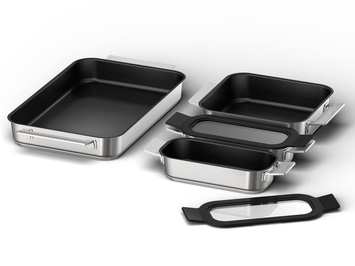 Bosch HEZ9FF040, Flex Pfannen-Set, Induktionsgeeignete Pfannen (gross, mittel und klein) mit Glasdec
