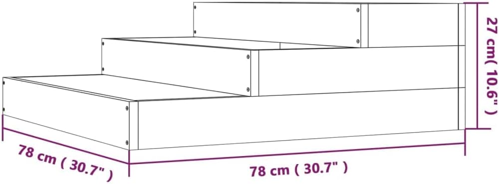 FIRBNUS Pflanzkübel Grau 78x78x27 cm Massivholz Kiefer Blumenkasten Treppenstufen-Design Gartenpflan