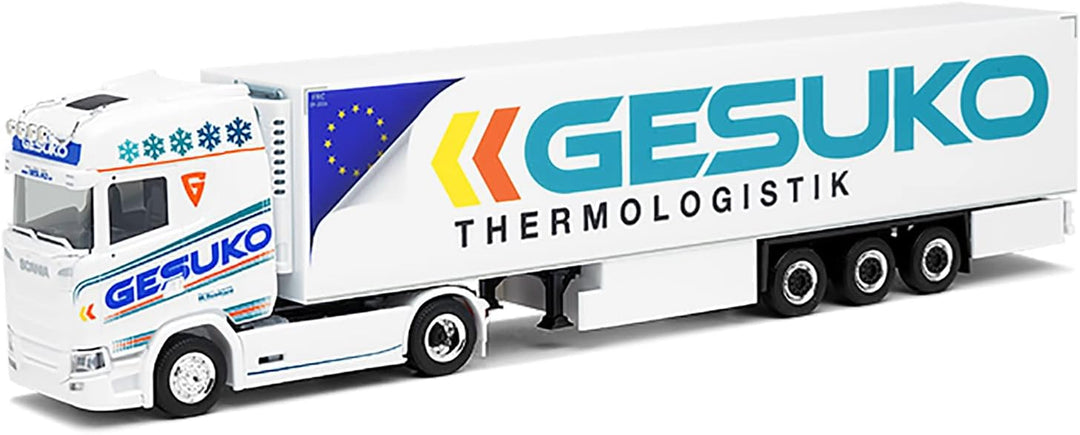 herpa 313780 Scania CS 20 HD Kühlkoffer-Sattelzug „GESUKO“ Model, Multicolor, 1:87