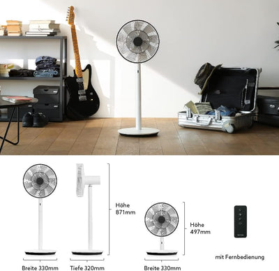 BALMUDA The GreenFan | Stand-/Tischventilator | DC Motor | Leise 13 dB | 1.5W Energie Sparen | 15m R