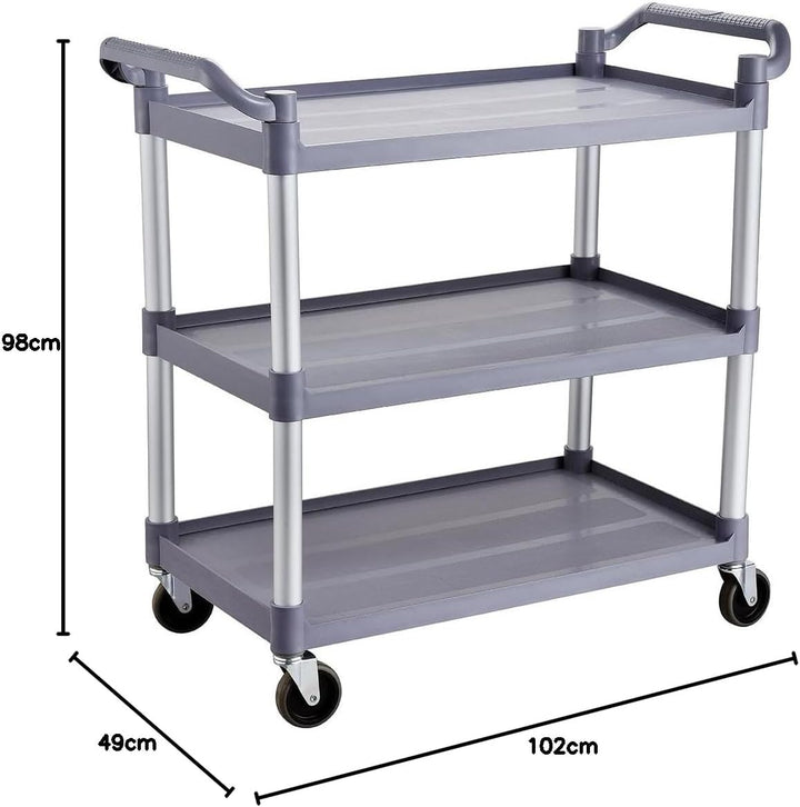 Servierwagen Kunststoff mit Rollen - 3 Böden - Tragfähigkeit 50 kg pro Boden - 102 x 49 x 98 cm - Tr
