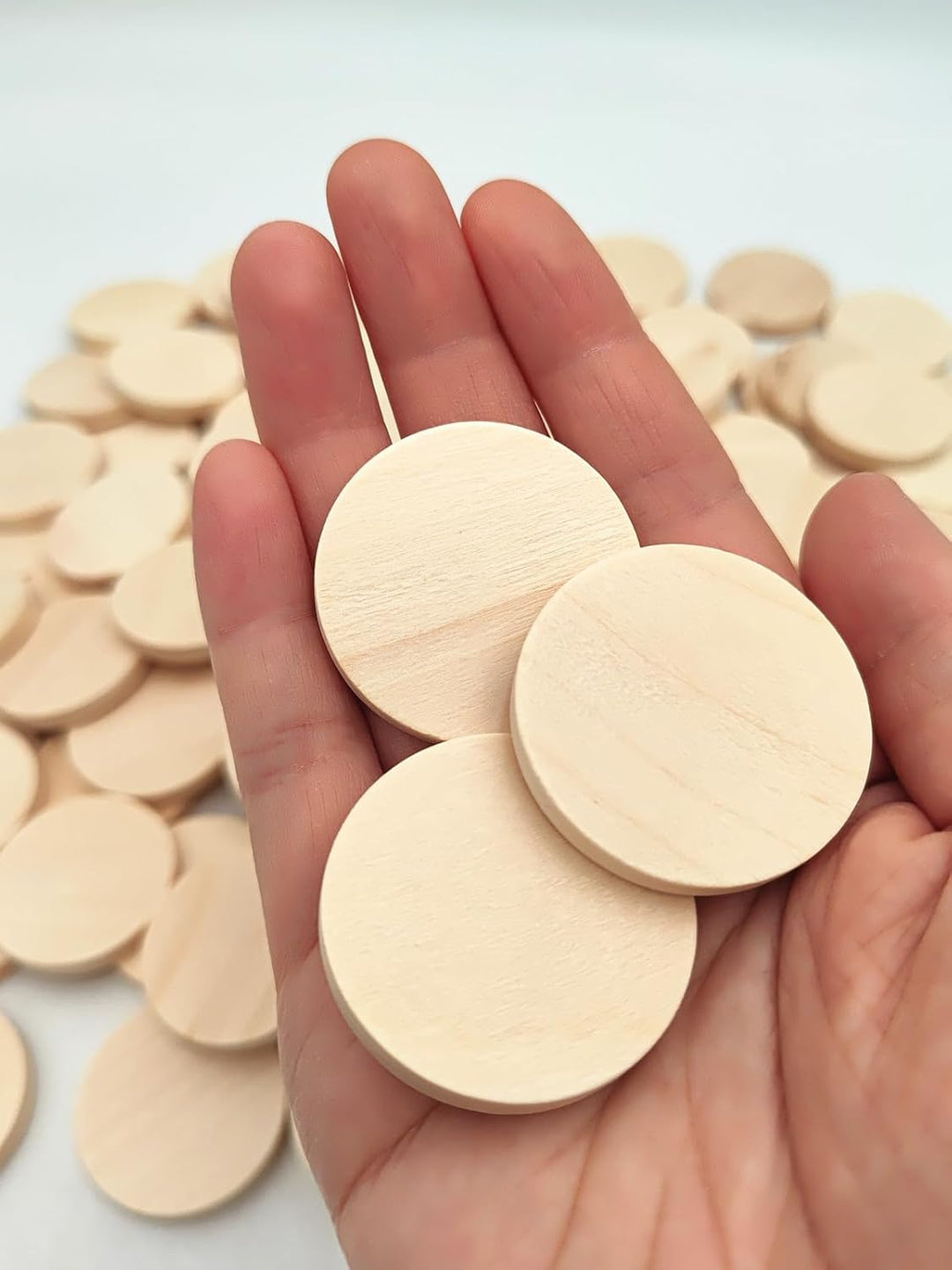 100 runde Naturscheiben in Weiss, unvollendete Kreise, Holzschmuck für Bastelarbeiten (3,5 cm) 3,5 c