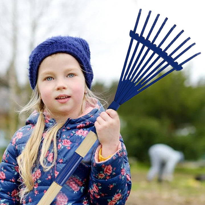 Kinder-Laubrechen 27 cm Abnehmbarer Holzstiel mit Handschuhen | Laubrechen für Gartenarbeit Camping